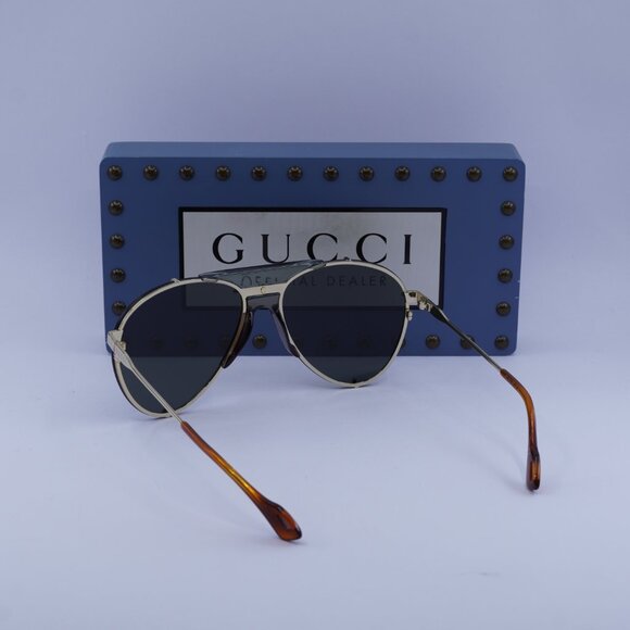 Gucci GG0740S 001 Aviator Sunglasses – Gold\Grey - Picture 10 of 11